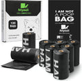 100% Certified Compostable Dog Poop Bag Rolls, 120 Bags (8 Rolls) Eco-Friendly Poop Bags for Dogs, Leak Proof Unscented Easy Open Poop Waste Bag（Black）