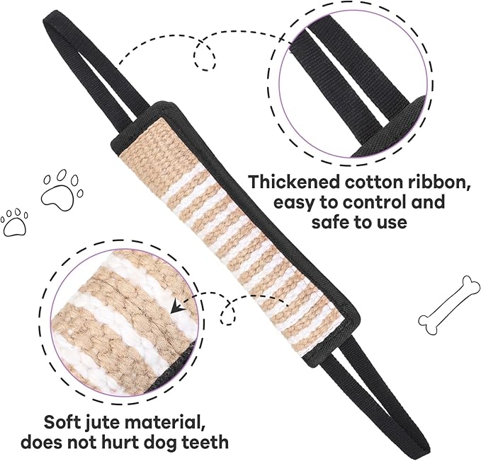 Kacctyen 4 Pcs Christmas Dog Tug Toys, Jute Pillow Pull Toy with 2 Strong Handles Tug of War Interactive Play Puppy Training Equipment for Medium to Large Dogs, 4 Colors(Dark Color)