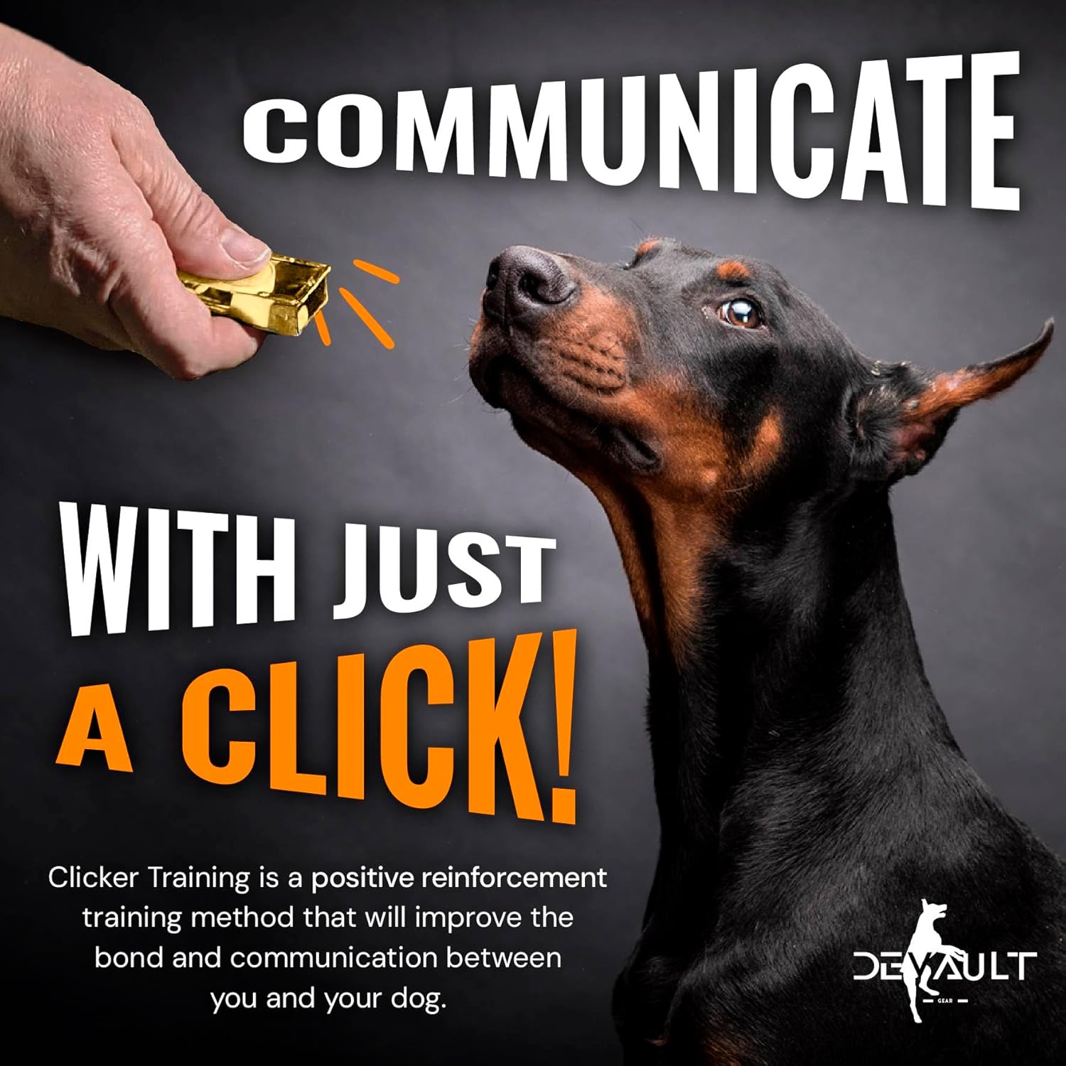 Gold Dog Clicker with Necklace - Clickers for Pet Training - Dog Training & Behavior Aids Easy to Carry with You Anywhere - Teach Your Dog Tricks or Reward His Behavior