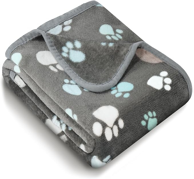 Premium Soft Dog Blanket Washable, 40" x 32" Flannel Gray Dog Blanket for Small and Medium Dogs and Indoor Cats