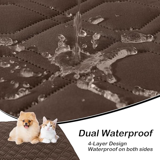 hyha Waterproof Dog Bed Blanket, Soft Pet Blankets, Waterproof Couch Cover for Dogs, Reversible Sofa Covers Washable for Furniture (30x53 Inch, Chocolate/Chocolate)