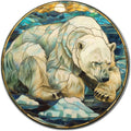 Lygond Metal Sign Tin Sign Circular Stained Glass Polar Bear Garden Tin Sign for Pet 8×8 Inches
