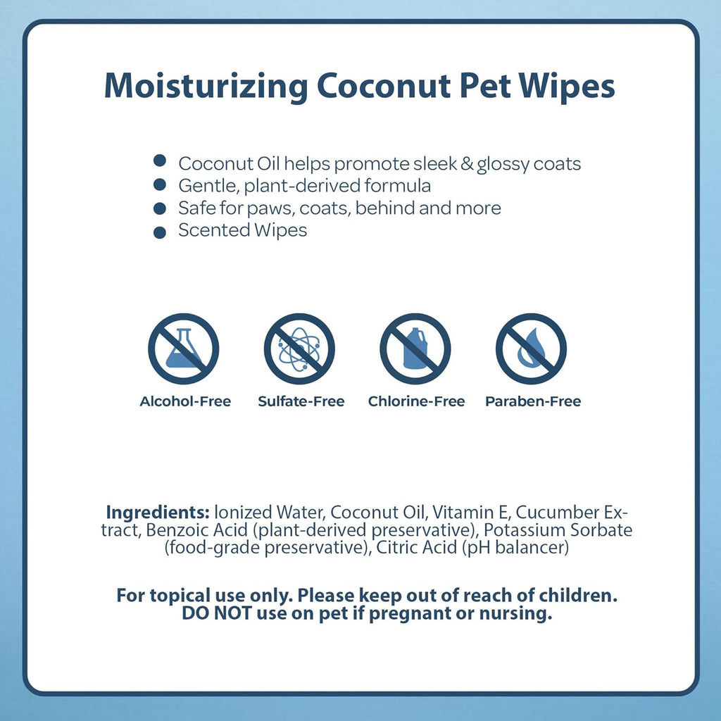 Best Pet Supplies Pet Wipes for Dogs - Dog Wipes Cleaning Deodorizing, for Coats, Ears, Paws - Moisturizing, Coconut, 100 Count