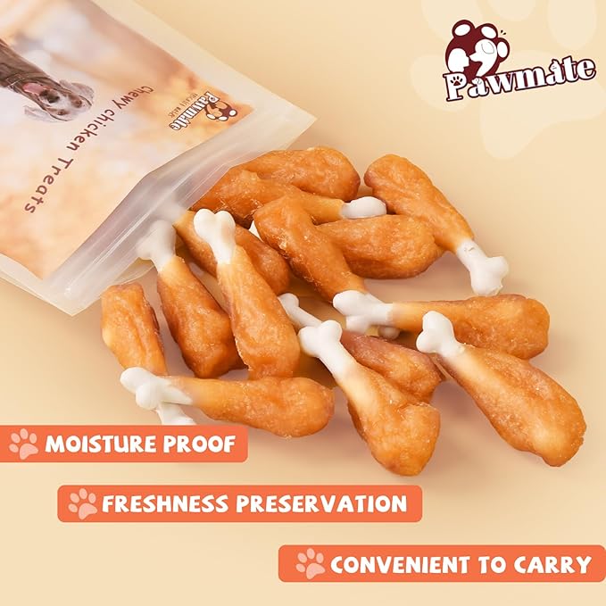 Dog Treats Chicken Wrapped Calcium Bone, Rawhide-Free Grain-Free Training Treats for Dogs Teeth Cleanning Breath Fresh Dog Chewy Snacks for Medium Large Dogs 10.6 oz, 18-19 Counts