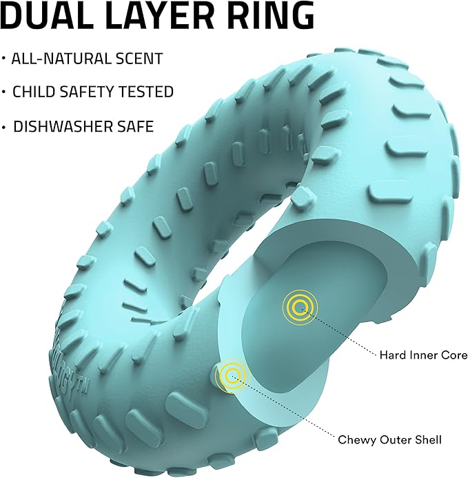 Playology Dog Toys | Dual Layer Ring Durable Chew Toy for Aggressive Chewers | Jumbo Peanut Butter Scented Toy - Easy to Clean and Made from Non Toxic Materials