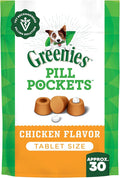 Greenies Pill Pockets for Dogs Small Size, Soft Dog Treats, Chicken Flavor, 3.2 oz. Pouch (30 Treats)
