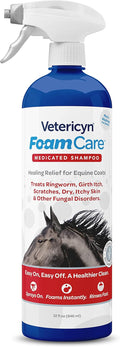 Vetericyn FoamCare Medicated Horse Shampoo | Sprayable Equine Shampoo with Ketoconazole for Healing Relief from Itchy Skin, Fungal Issues, Ring Worm, and More. 32 fl oz.