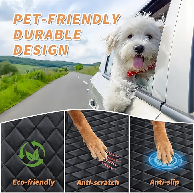 Dog Car Seat Cover for Back Seat, ICY & Warm Reversible Hard Bottom Car Seat Cover for Dogs, Waterproof Backseat Extender for Dogs Can Withstand 220lbs, Suitable for Truck & SUV