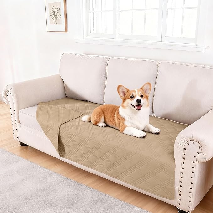 hyha Waterproof Dog Blanket, Reversible Pet Bed Blanket, Soft Sofa Couch Cover for Dogs Washable, Waterproof Pet Couch Covers for Sofa Puppy Cats Furniture Protector(40"x80", Camel/Camel)