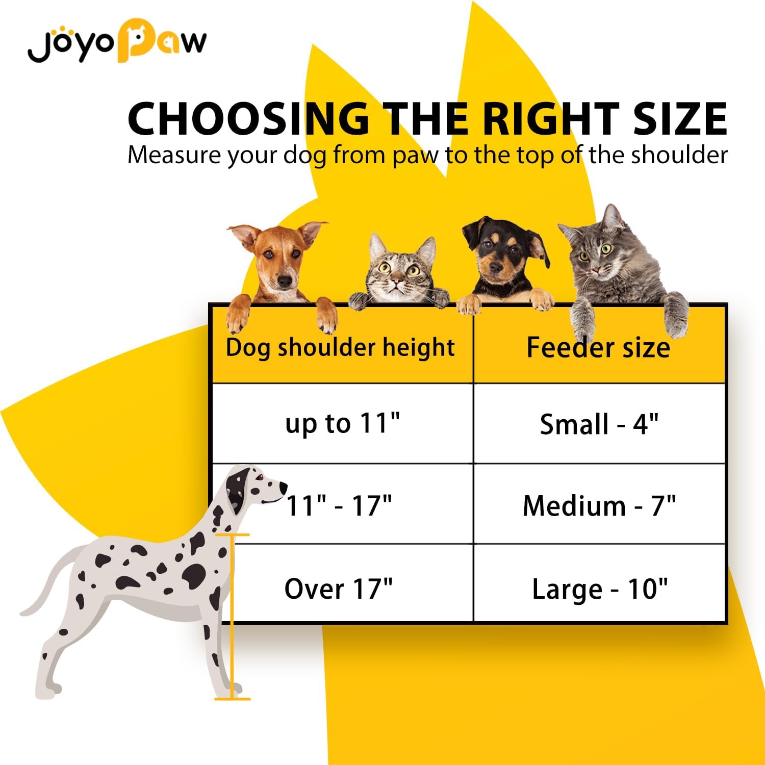 Elevated Dog Bowls, Bamboo Raised Dog Bowl for Large Dogs & Medium Dogs, with 2 Stainless Steel Bowls (10'' Tall–48 oz Bowl)