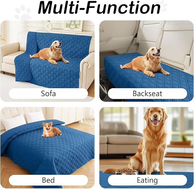 hyha Waterproof Dog Bed Blanket, Soft Pet Blankets, Waterproof Couch Cover for Dogs, Reversible Sofa Covers Washable for Furniture (40x80 Inch, Navy Blue/Navy Blue)