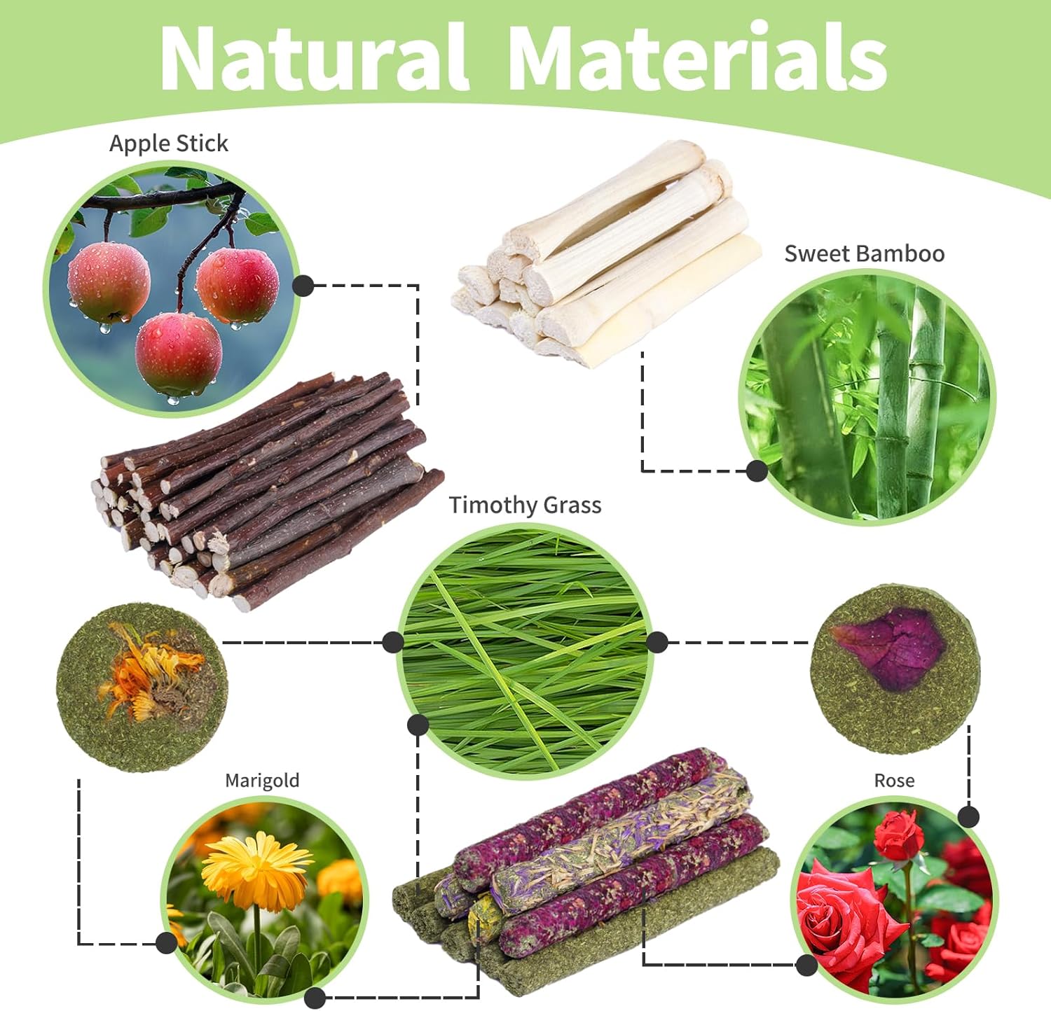 50-60 Pcs Rabbit Chew Toys, Guinea Pig, Hamster, Bunny Chew Toys, Sweet Bamboo, Apple Stick, Timothy Stick, Prevent Teeth Overgrowth, Clean Teeth