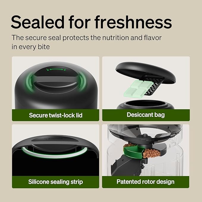 PETLIBRO Automatic Multiple Cats Feeder, 5G WiFi Automatic Dog Food Dispenser with Freshness Preservation for 2 Pets, 5L Timed Pet Feeder with Low Food Sensor, Up to 10 Meals Per Day, Granary Black