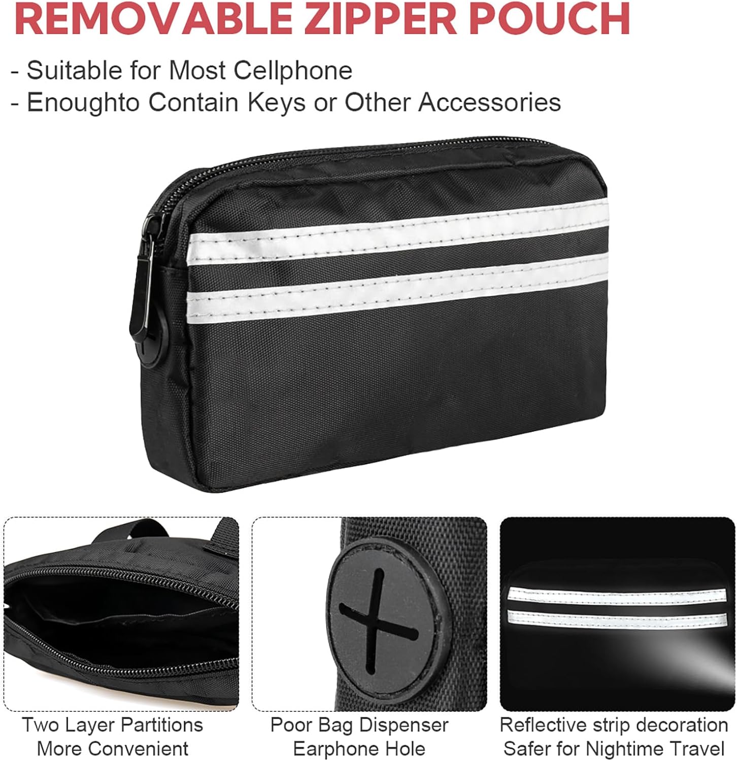 Hands Free Dog Leash, Waist Leash for Dog Walking, Hiking and Running,Adjustable Belt with Double Handle, Dog Leash for Large Dogs and Medium Dogs, Dog Walking Accessories,Tangle Free,No Pull