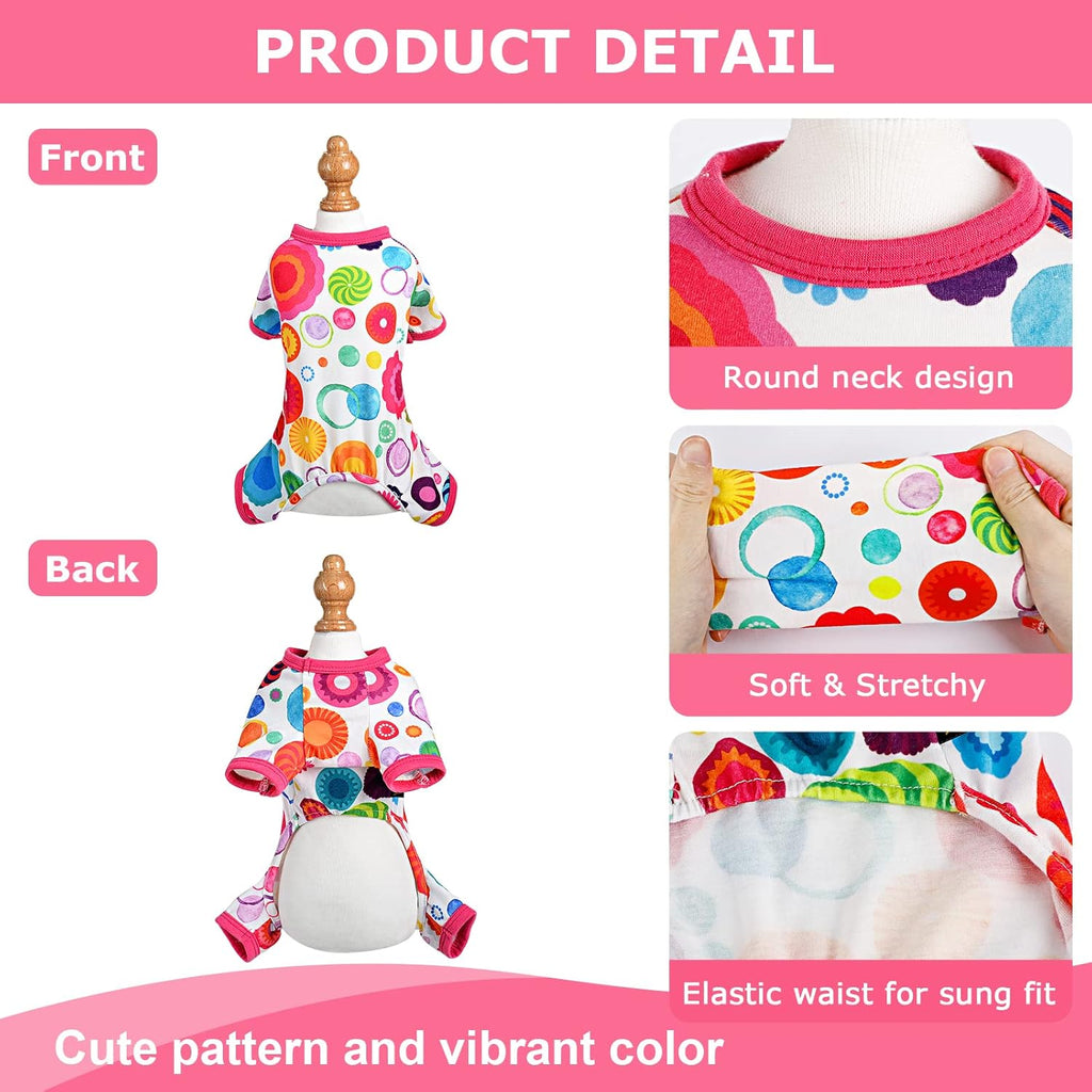 Dog Pajamas Pjs Summer Fall Dog Clothes for Small Dogs Girl - Boy - Medium Size Dogs, Soft Stretchy Puppy Clothes Doggie Onesies Cat Pet Jammies Outfit Floral