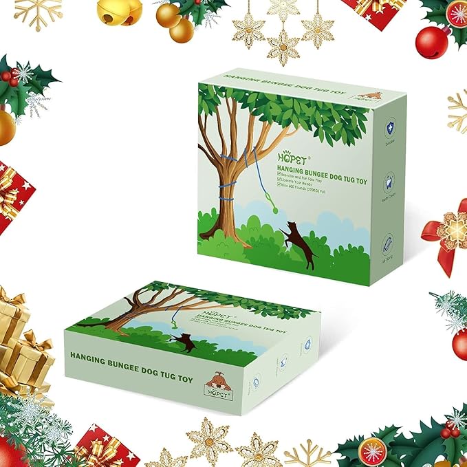 HOPET Dog Rope Toys,Dog Outdoor Bungee Solo Hanging Toy,Tether Tug of War Dog Toys for Pitbull Small Large Aggressive Chewers Dogs to Exercise