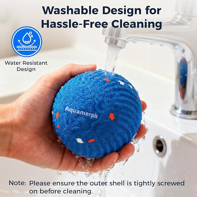 2 Pack Interactive Dog Balls - Auto Moving Bouncing Vibrating Washable Dog Toys for Large Medium Dogs, Type-C Rechargeable, Blue and Orange, Ripple Pattern