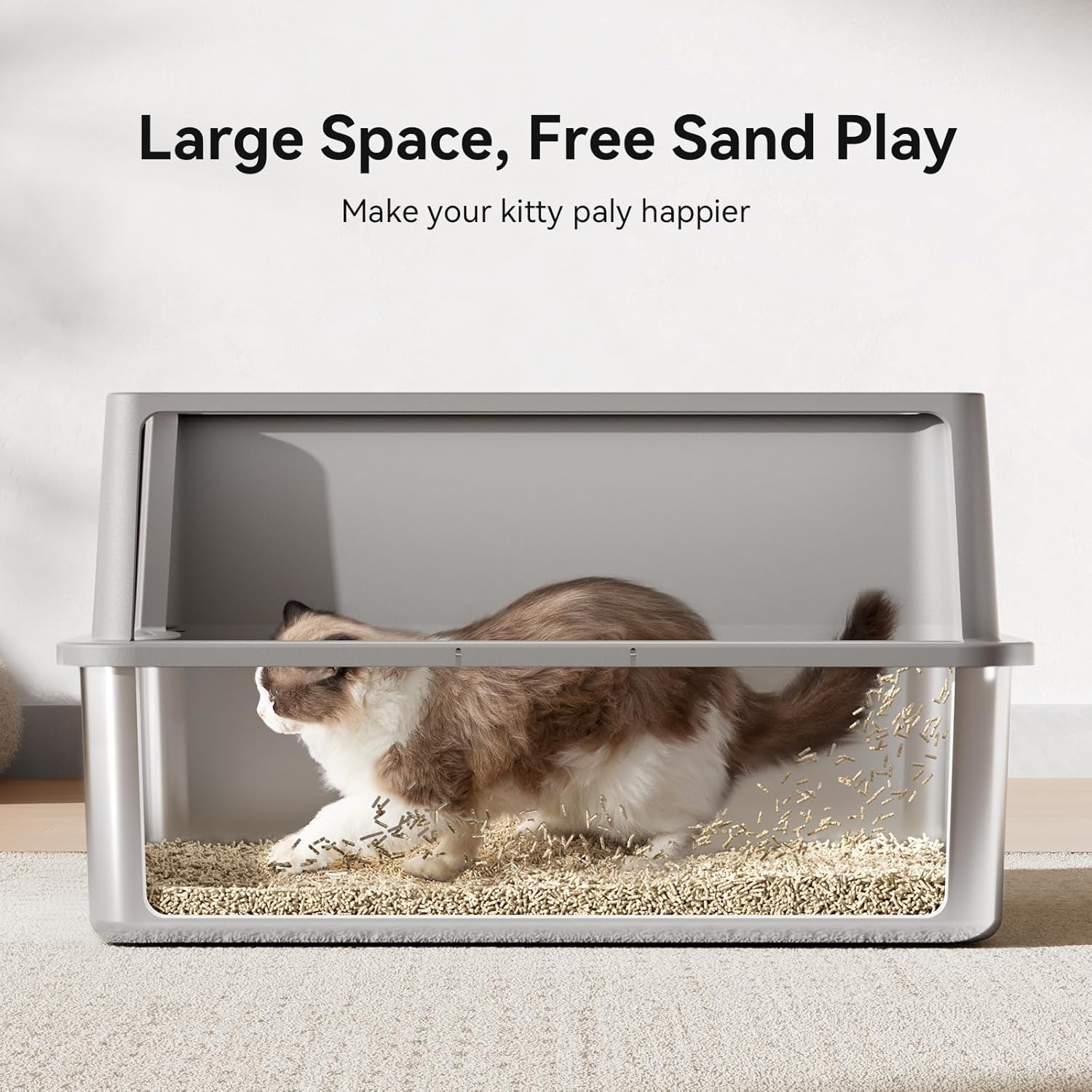 28" Extra Large XXL Stainless Steel Cat Litter Boxes with Lid Metal Cat Litterbox Pan for Big Cats and Multiple Cats, Anti-Leakage, Easy Cleaning, Include Scoop