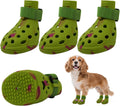 Dog Shoes for Hot Pavement, Adjustable Magic Tape Boots for Small, Medium & Large Dogs, Anti-Slip, Easy to Clean Paw Protectors for Beach, Outdoor & Hot Weather (Green L)