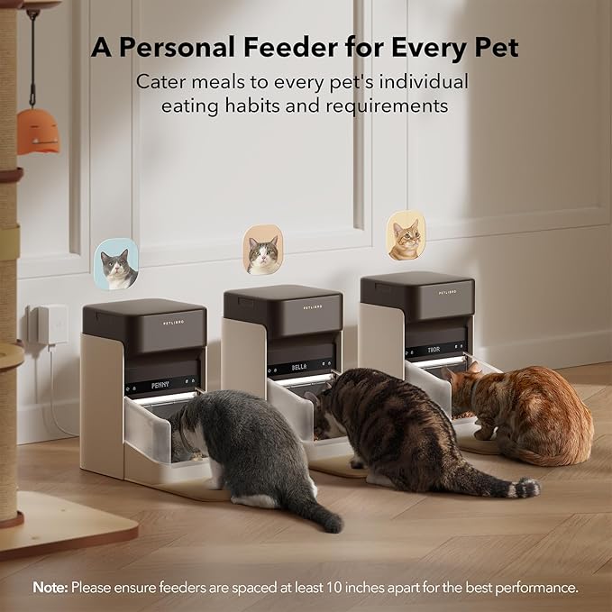 Bundle of PETLIBRO Upgraded RFID Automatic Cat Feeder, 2 Packs 5G Wi-Fi Automatic Pet Feeder, 3L Auto Cat Feeder App Control with Light Collar Tag + 2 Packs Safety Silicone Dog Food Mat