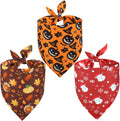 Doncida Halloween Dog Bandana and Thanksgiving Christmas Dog Bandanas 3 Pack, 6 Pattern Reversible Triangle Scarf for Large and X-Large Dogs, Premium Durable Fabric Bibs for Pets (X-Large)