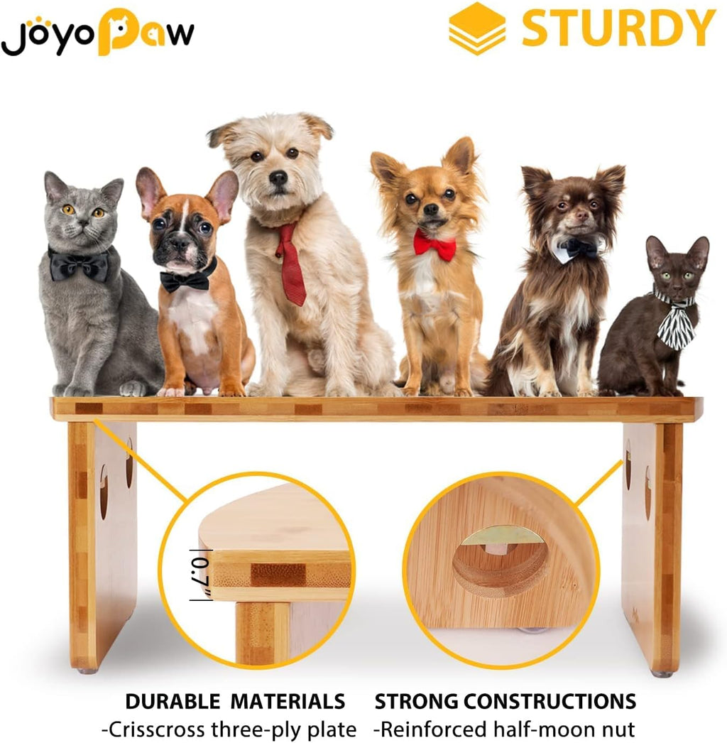 Elevated Dog Bowls, Bamboo Raised Dog Bowl for Large Dogs & Medium Dogs, with 2 Stainless Steel Bowls (10'' Tall–48 oz Bowl)