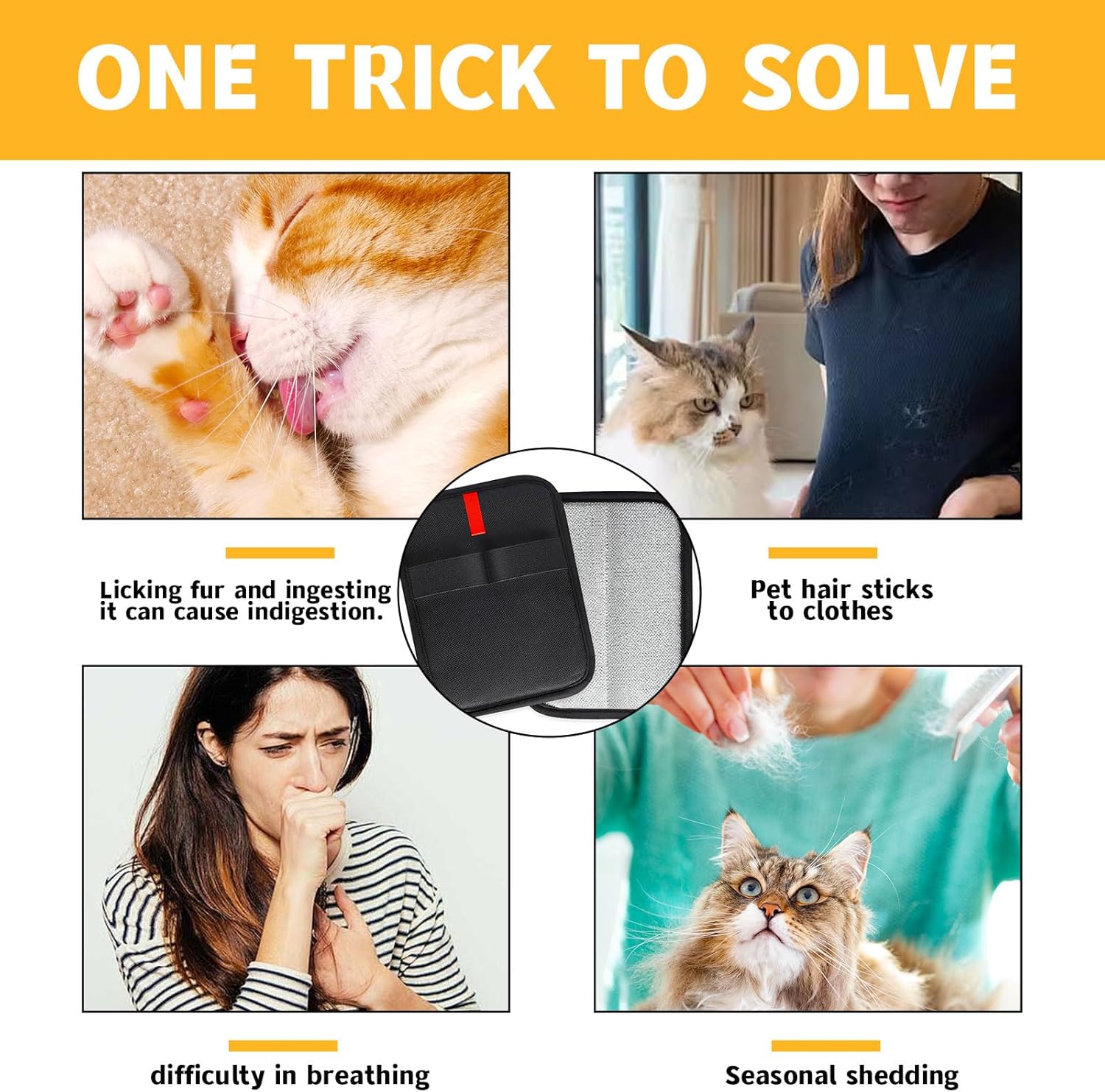 2PCS Electrostatic Pet Hair Removal Gloves,Pet Hair Removal Tool,Reusable Cat & Dog Hair Remover for Carpet,Couch,Furniture,Car Seat,Cat Grooming Gloves