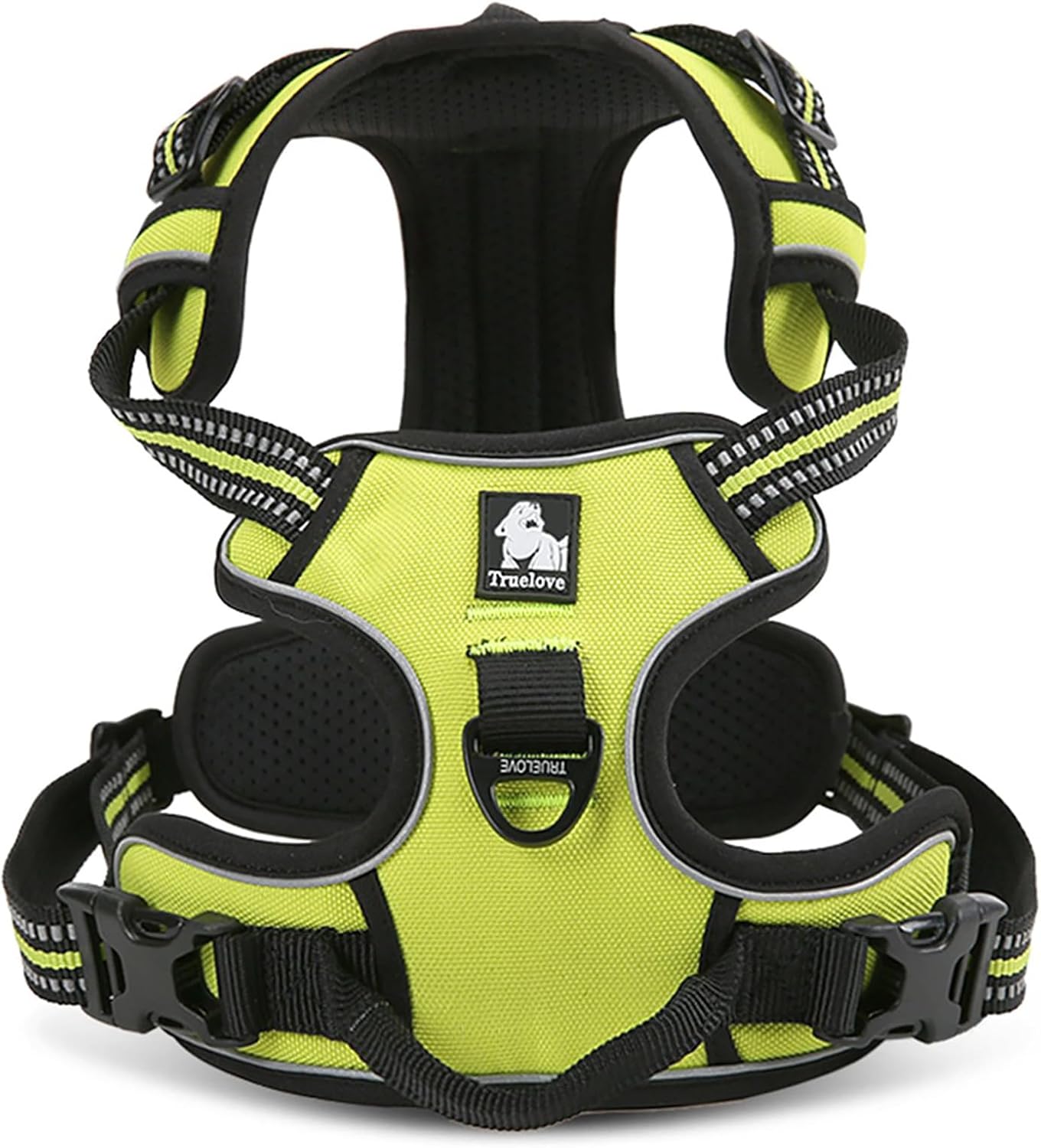 TRUE LOVE Truelove Adjustable No-Pull Dog Harness Reflective Pup Vest Harnesses Comfortable Control Brilliant Colors TLH5651(Neon Yellow,XL)