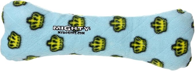 MIGHTY- No Stuff Bone-Blue– Squeaky Plastic Core. 2-in-1 Toy. Made Durable & Floats, Strong & Tough. Interactive Play Dog Toy (Tug, Toss & Fetch)