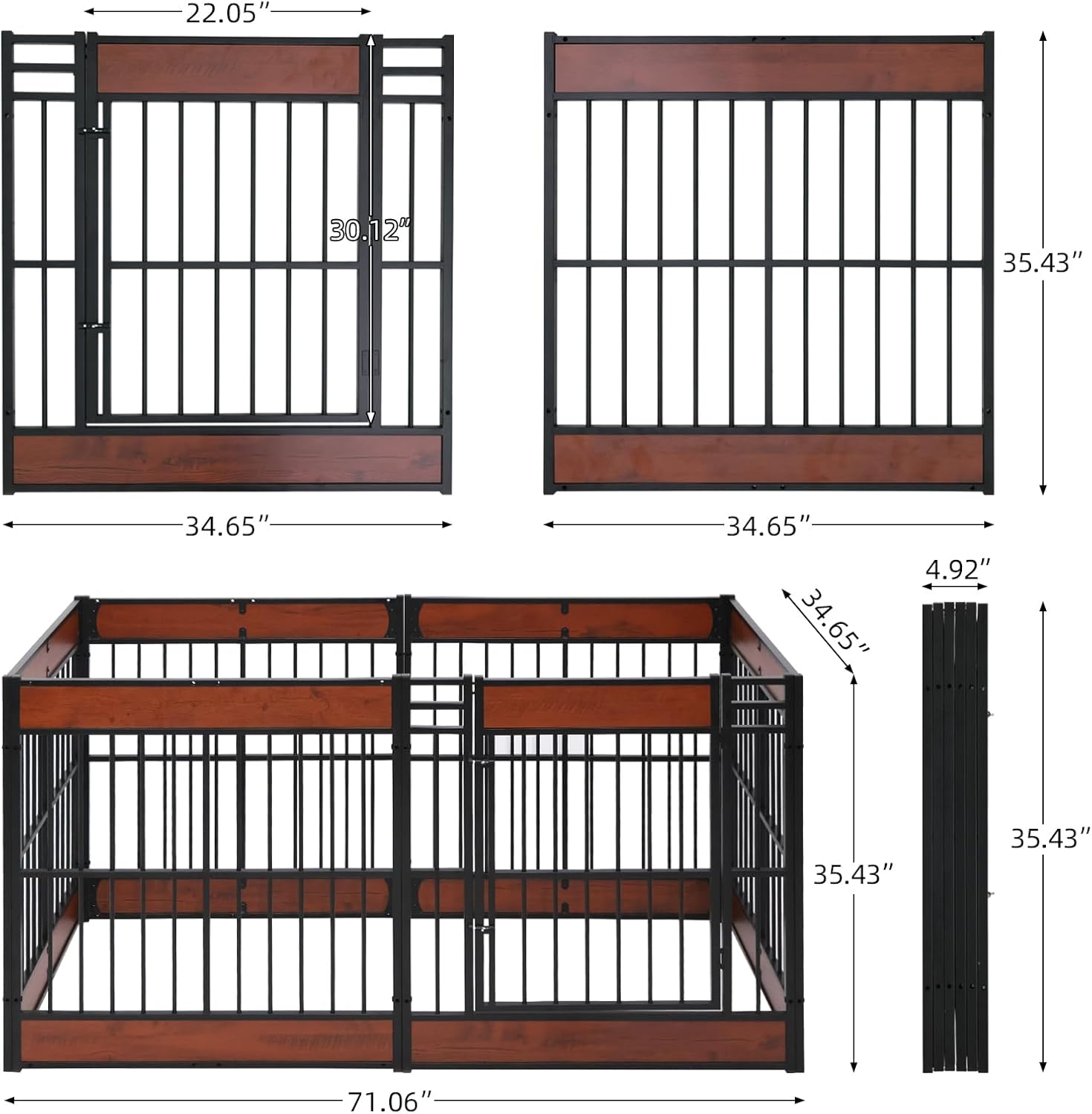 Dog Playpen, 35.4" Height Dog Pen Indoor, Heavy Duty, Safe and Sturdy, Furniture Style Puppy Pen (12 Panels (35.4" High), Rustic Brown)
