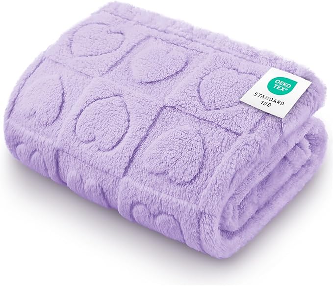 Luciphia Small Dog Blanket Washable Pet Bed Cover Soft Fluffy Puppy Blanket with Premium Fleece 300GSM Cozy Calming Cat Blankets for Indoor Cats Light Purple 30x20 inch