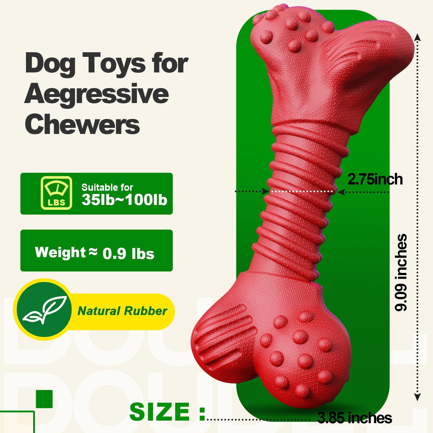 Dog Toys for Aggressive Chewers, Dog Toys for Medium Large Dogs, Natural Rubber Dog Chew Toys with Beef Flavor, Indestructible Chew Toys for Aggressive Chewers (red)