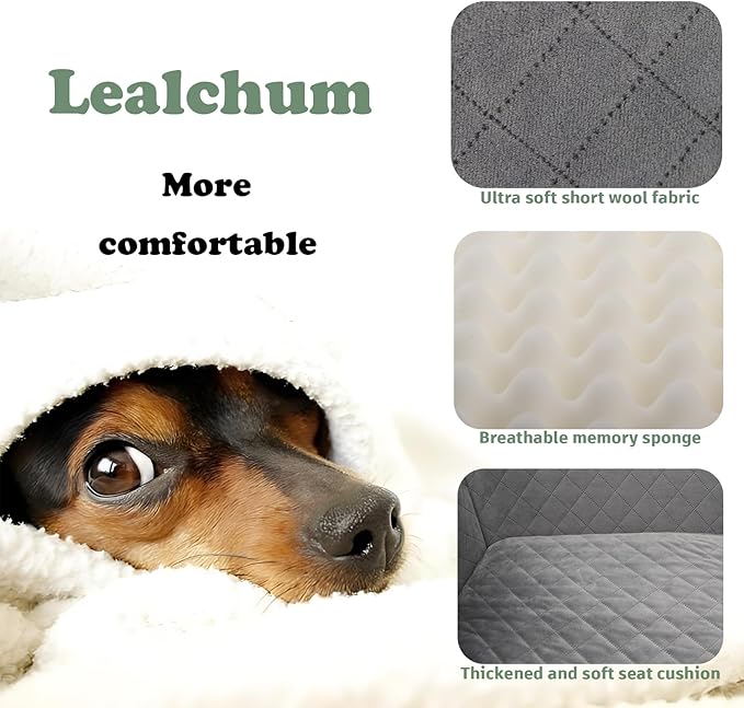 Dog Car Seat for Medium Sized Dog,Car Dog Bed with Adjustable Leashes,Comfort and Support with Memory Foam Filled,Safety Travel Per Car Seat with Non-Slip Bottom(Grey, Large)