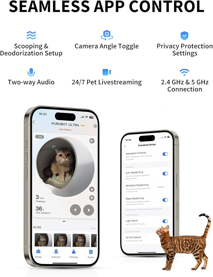 PETKIT PUROBOT Ultra Automatic Waste Packing Cat Litter Box+YUMSHARE Dual-Hopper Pet Feeder, AI-Powered Camera and 24hrs Free Livestream,App Control
