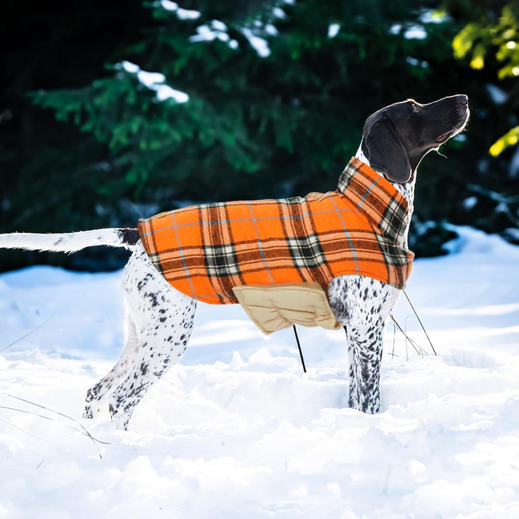 Kuoser Warm Dog Coat, Waterproof Dog Jacket for Extra Large Dogs, Adjustable Durable XXL Doggie Winter Coat Reversible Puppy Cold Weather Apparel from Small to Large Breed, Orange XXL