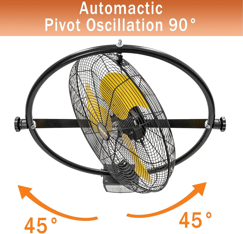 HiCFM 5000 CFM 20" Remote Control Wall Mount Fan, 3-Speed High Velocity Oscillating Wall Fans with Timer, Industrial Heavy Duty Wall-mounted Fan for Covered Patio, Gazebo, and Garage, UL Listed