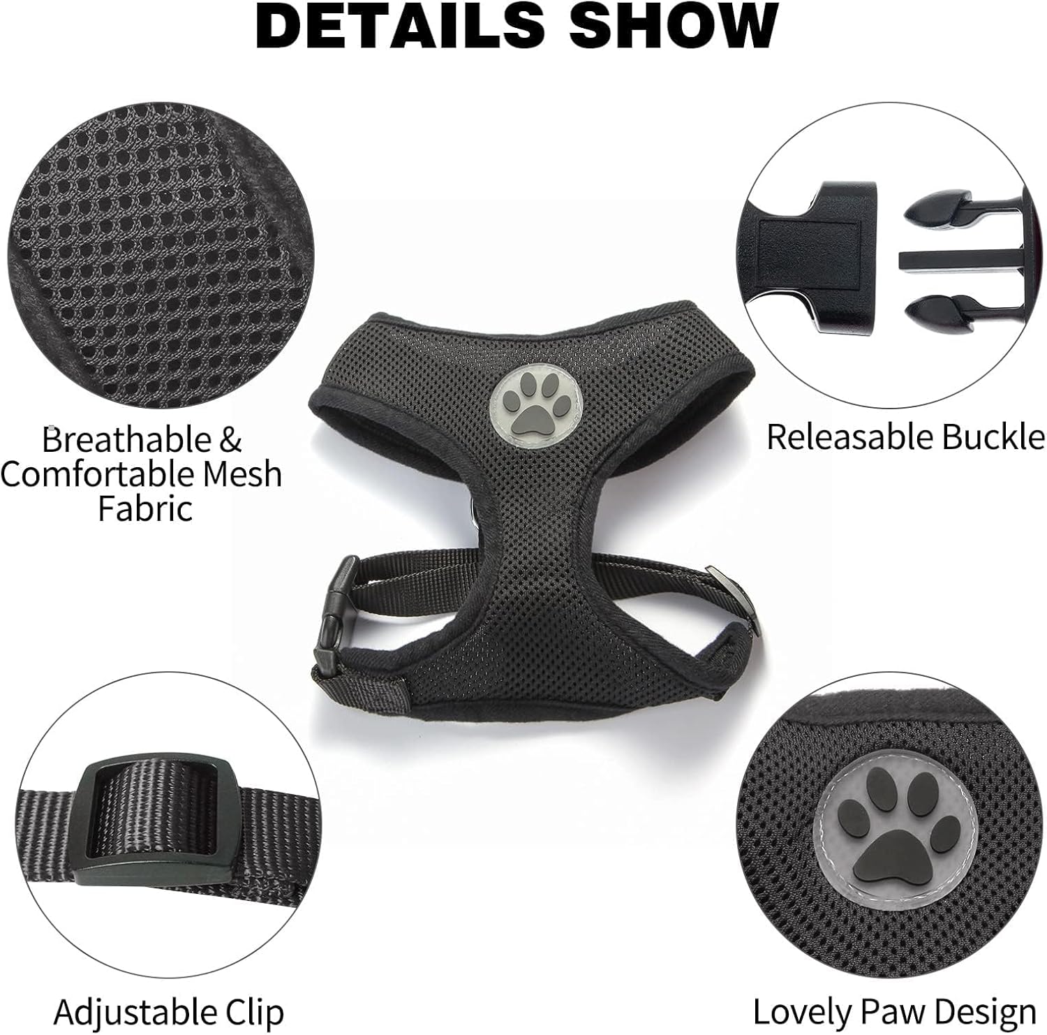 BINGPET Dog Vest Harness -Light Weight Breathable Sports Mesh - Pet Adjustable Harness Puppy Padded Harnesses Dog Vest Harness for Small Dogs