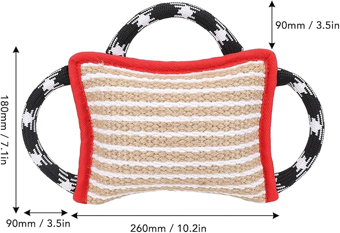 Dog Bite Pillow, Tug War Dog Toy Dog Biting Pad, Jute Tear Resist Interactive Play Dog Bite Tug Toy for Small Medium Large Dogs (Red)