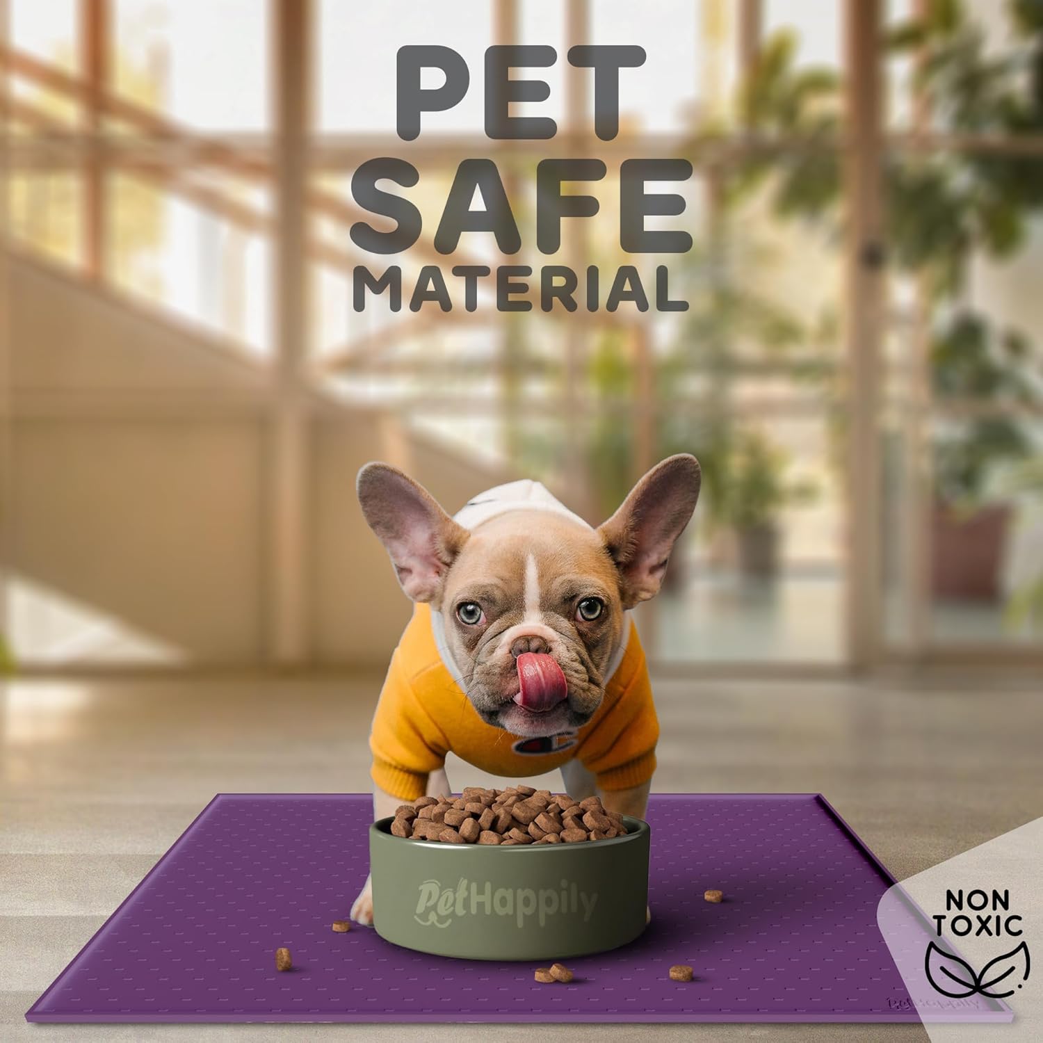 Dog Food Mat - Raised Edges Dogs Mat for Food and Water Prevent Spill, Waterproof Cat Food Mats Protect Floors, Easy Clean Dog Bowl Mats for Food and Water, Silicone Pet Food Tray