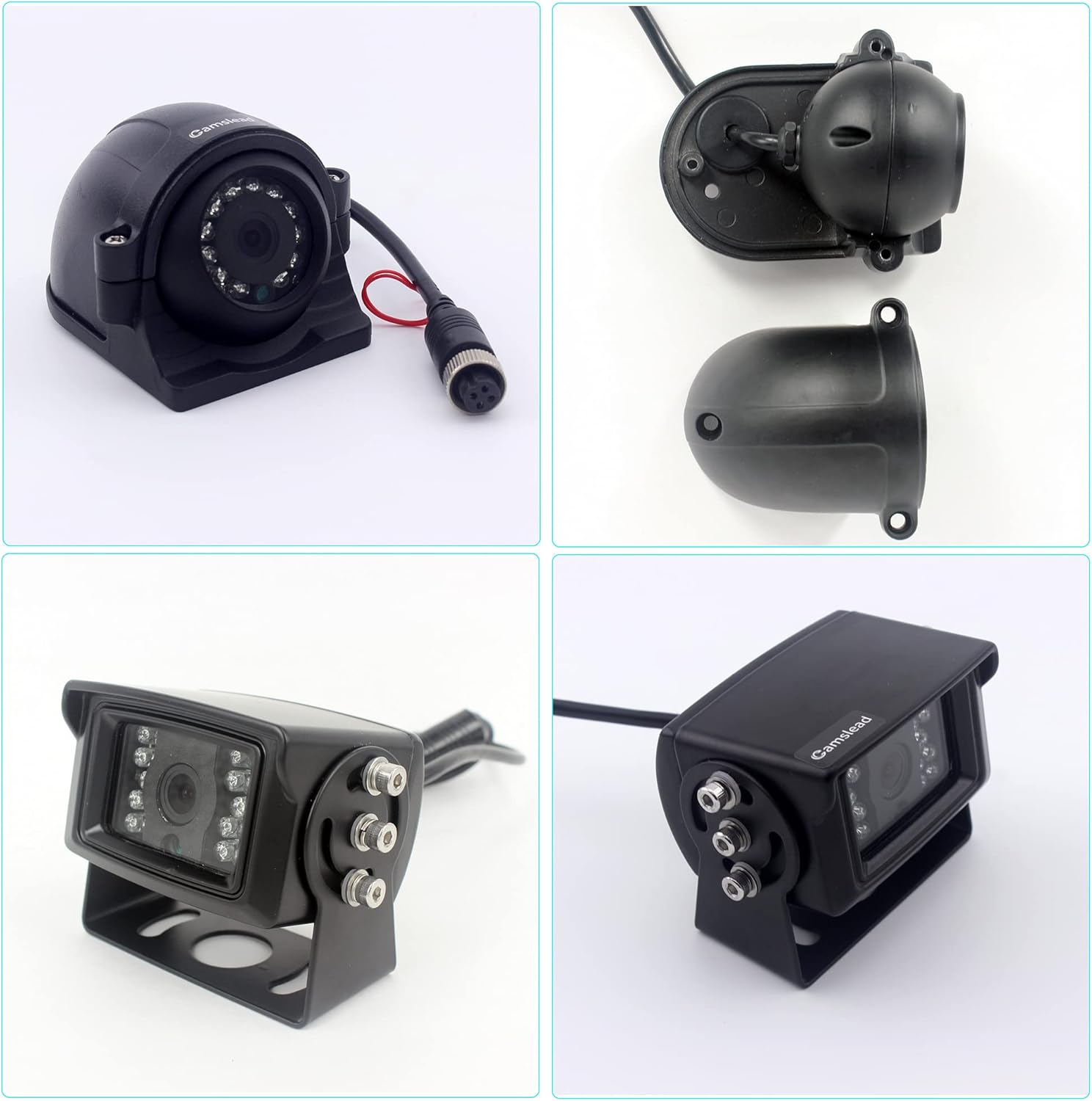 10 inch Screen 1080P Backup Camera System with Wired, DVR Recorder, Quad Split Screen, Car Monitor + 2X Waterproof Reversing Cameras + 2X Safety Sides Camera, for Camper, Trailers, Truck, RV