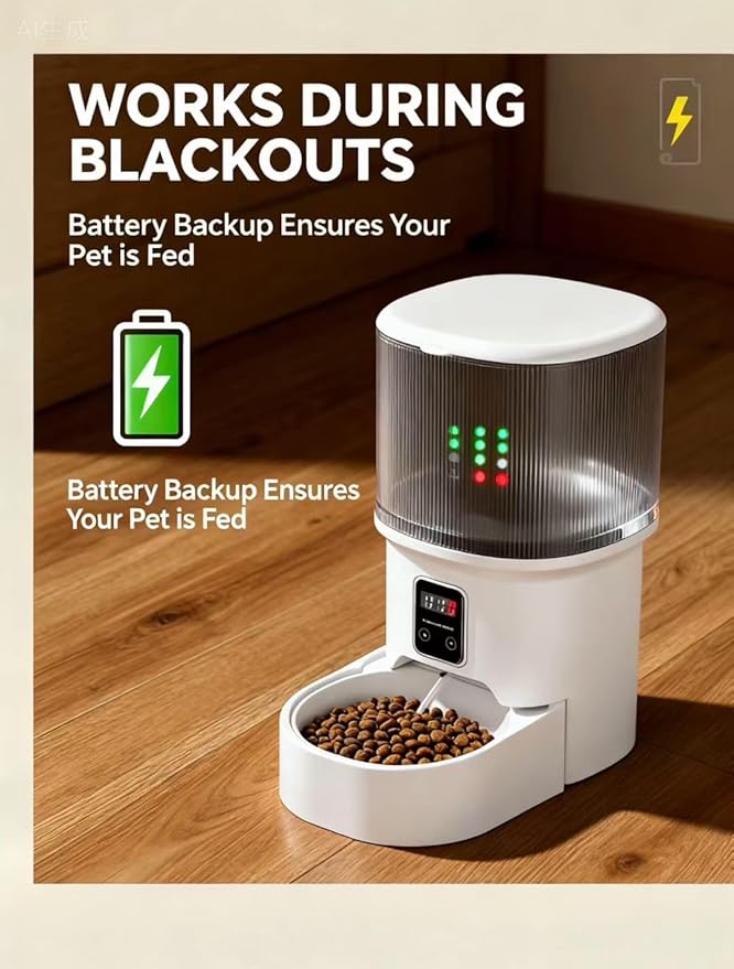 Intelligent Pet Automatic Feeder - Smart APP Remote Control, Food Freshness Preservation, Anti-Jam Design, Dual Power Supply (Plug-in & Battery), Easy to Clean for Uninterrupted Feeding When Away