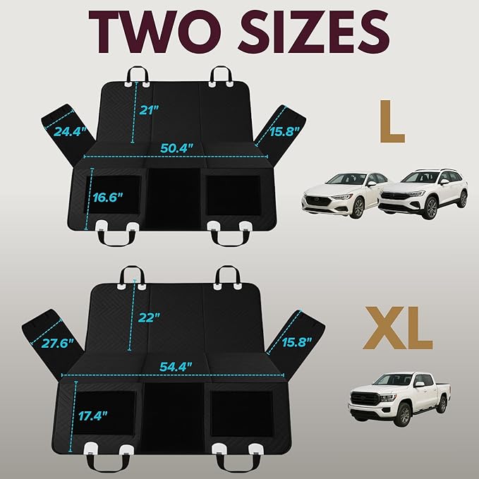 – Back Seat Pet Cover for Dogs, Premium Dog Hammock for Car with Hard Bottom | Universal Car Seat Protector, Waterproof & Washable | Dog Car Seat Cover for Large (Black)