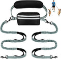 Hands Free Dog Leash with Pouch, Double Leash for Two Dogs, Retractable Bungee with Double Padded Handles, Dog Waist Leash for Dog Walking, Running Leash for Dogs, Dog Walking Accessories