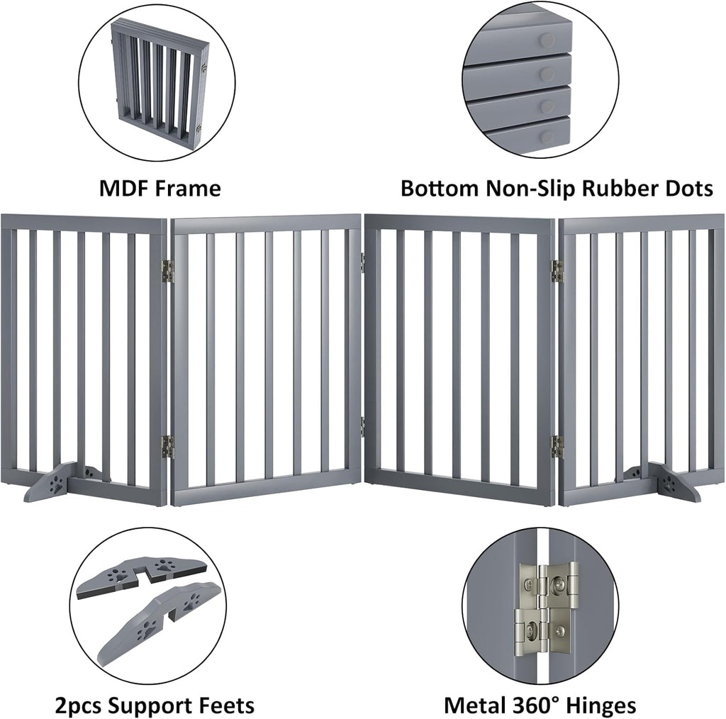 Dog Gates for Doorways 74-Inch Wide Freestanding Pet Gates for Dogs 24-inch Tall Dog Gates Indoor Stair House
