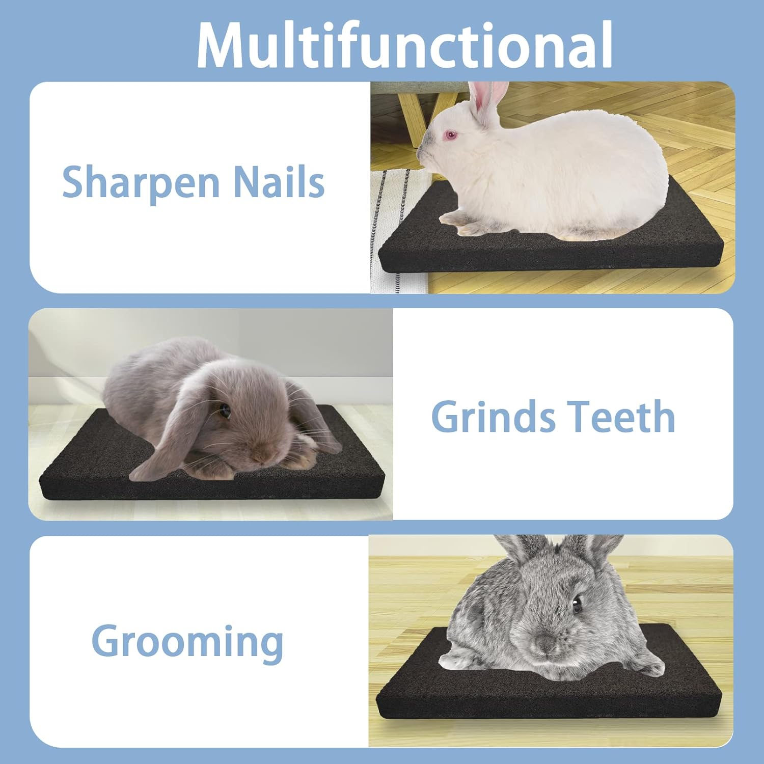 BNOSDM Rabbit Grinding Claw Pads Bunny Scratch Foot Pads Natural Hamster Lava Stone for Teeth Grinding Black Guinea Pig Scratching Board Chew Toy for Ferret Chinchilla Mouse