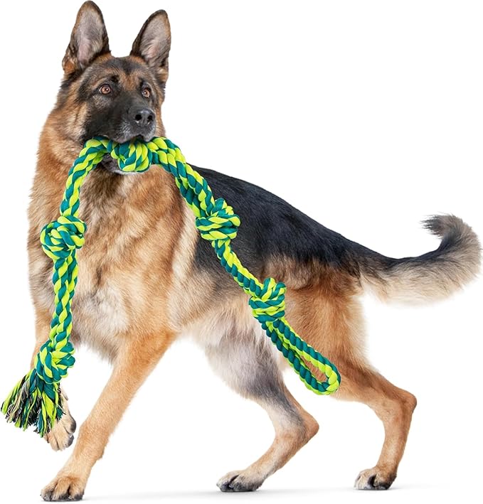 Indestructible Dog Rope Toys for Large Dogs & Aggressive Chewers, 9 Pcs Chew Toy Kit, Heavy Duty 5-Knot Cotton Rope Toys for Dental Health & Tug of War, Dog Teething Relief for Medium Large Breeds