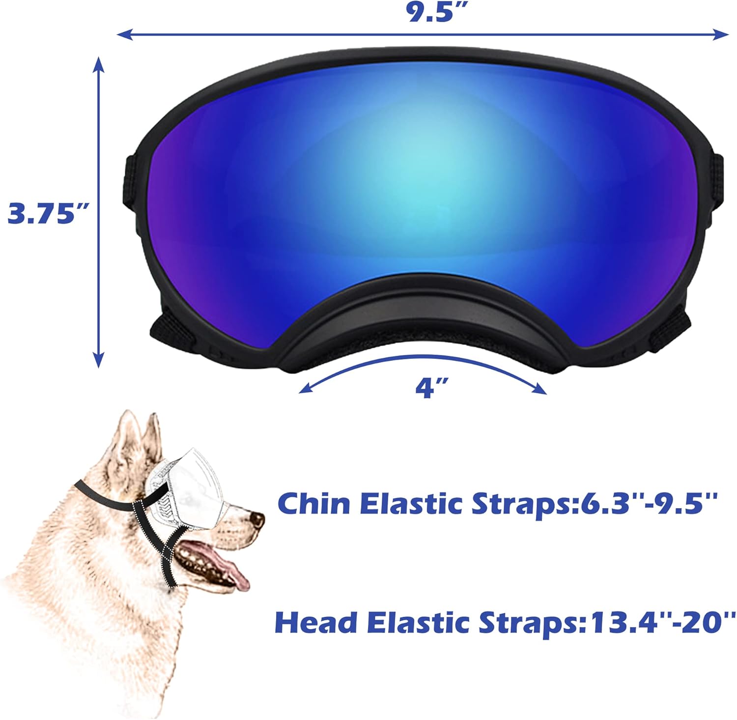 Large Dog Sunglasses with Adjustable Strap UV Protection, Winproof Dog Puppy Sunglasses, Suitable for Medium-Large Dog Pet Glasses, Dogs Eyes Protection(Colorful)