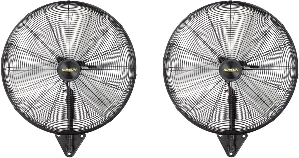 ROVSUN 30" Wall Mounted Fan, High Velocity Industrial Wall Fan with Wide Angle Oscillating, Commercial Ventilation Use, Suit for Garage, Shop, Greenhouse, Gym, UL Listed, 2-Pack