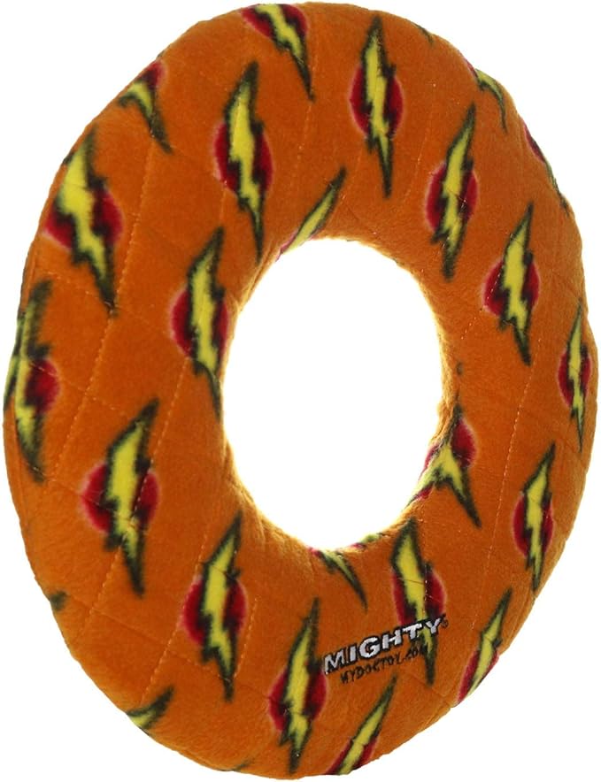 MIGHTY- NO Stuff Ring - Squeaky Plastic Core. 2-in-1 Toy. Made Durable, Strong & Tough. Interactive Play (Tug, Toss & Fetch). It Floats (Orange, Large 2 Pack)