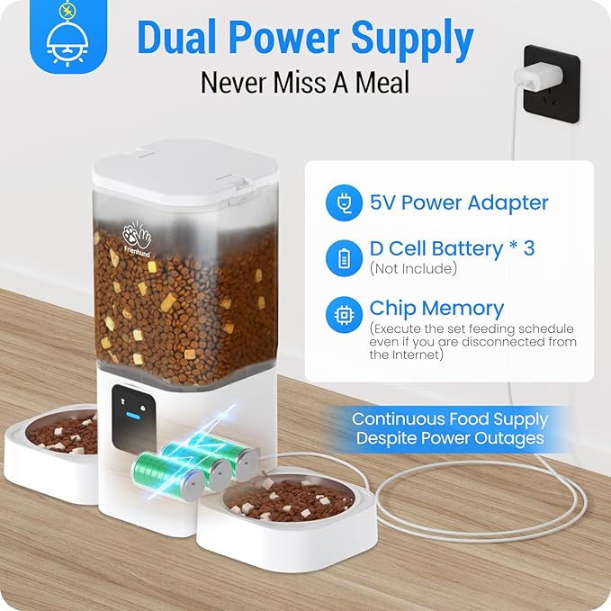 Automatic Cat Feeder 2 Cats with Slow Feed: Dual Automatic Dog Feeder with 5G WiFi, Cat Food Dispenser with APP Control for Multiple Pets, Detachable for Easy Clean, Double Pet Bowl - 29 Cup